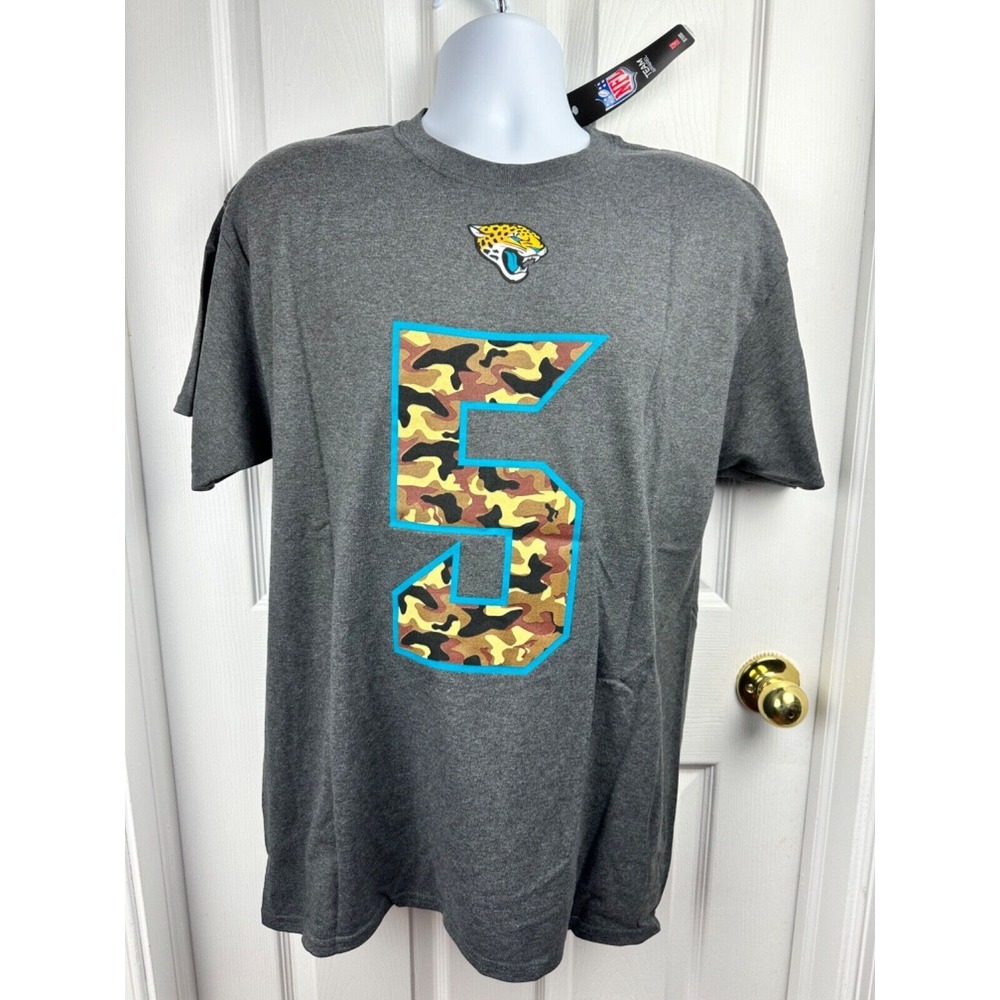 NEW! NFL Jacksonville Jaguars Bortles #5 Gray Camo Majestic TShirt Size Large